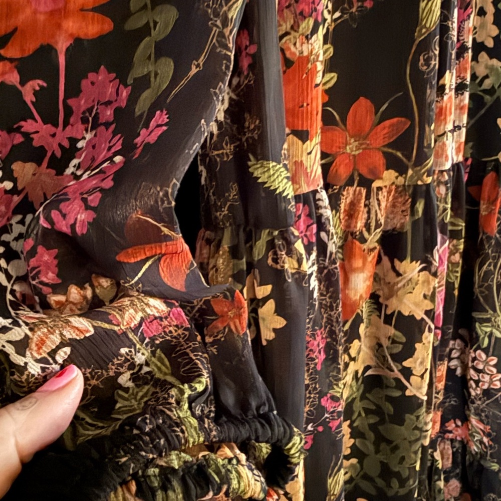 Long sleeve black floral mini (maybe a little longer than mini) size 10
